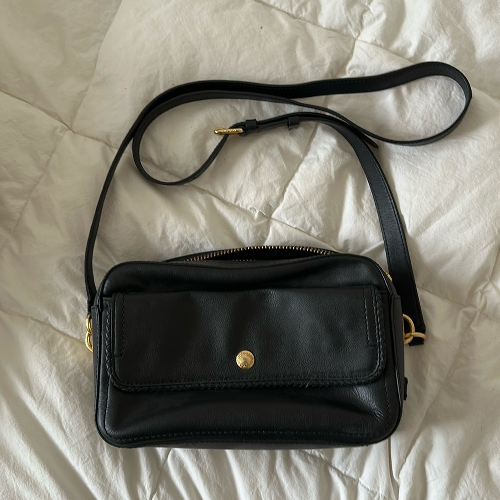 Cole Haan Black leather camera bag style crossbody.